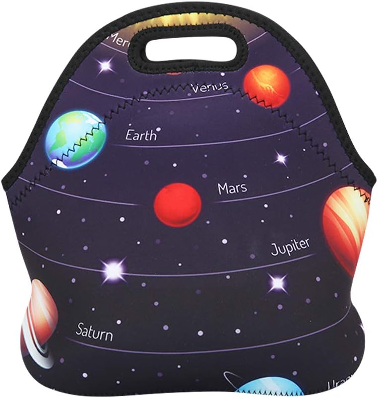 Violet Mist Neoprene Space Lunch Bag Insulated Waterproof Lunch Bag Tote Cartoon Reusable Lunch Box Containers Food Carrying Lunch Handbag for Women men Work Gifts Thanksgiving Christmas Gift - Image 1