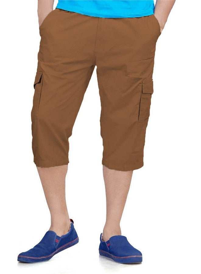 0-Degree 0-DEGREE Men's Regular Fit Three Quarter Shorts Mehendi 30 Inch Waist - Image 1