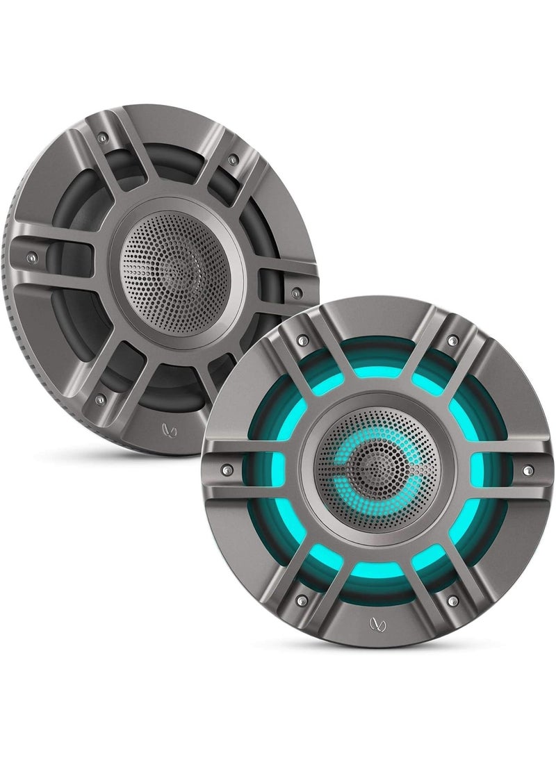 Infinity KAPPA 8135M 8″ 3-Way Marine Speakers with RGB LED Lighting, 200W RMS, Titanium Finish (Pair) - Image 1