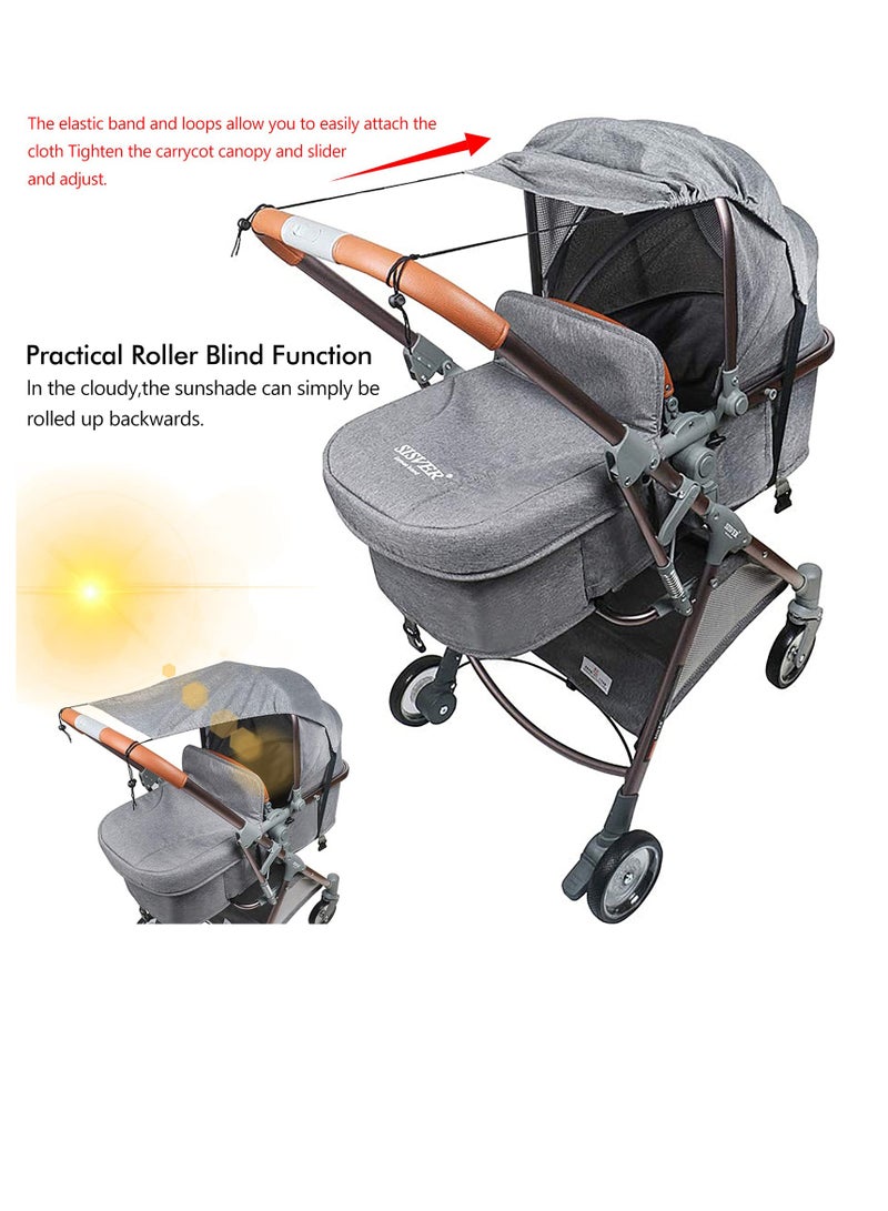 Excefore أشرعة ظل متميزة عالمية للمظلات - رمادي | غطاء حماية من الأشعة فوق البنفسجية 50+ لعربة الدفع، وعربة الأطفال، وعربة المشي، وحاملة الأطفال | ظل شمس لأقصى راحة للرضيع - Image 4