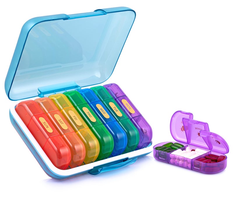 POPCUBE Premium Medicine organizer Box- Waterproof Weekly Medicine organizer- Medicine Box for home, 7 days tablet organizer For Home-Large Pill Organizer Box Case (Multicolor, 3 Compartment) - Image 1