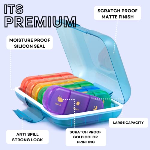 POPCUBE Premium Medicine organizer Box- Waterproof Weekly Medicine organizer- Medicine Box for home, 7 days tablet organizer For Home-Large Pill Organizer Box Case (Multicolor, 3 Compartment) - Image 3