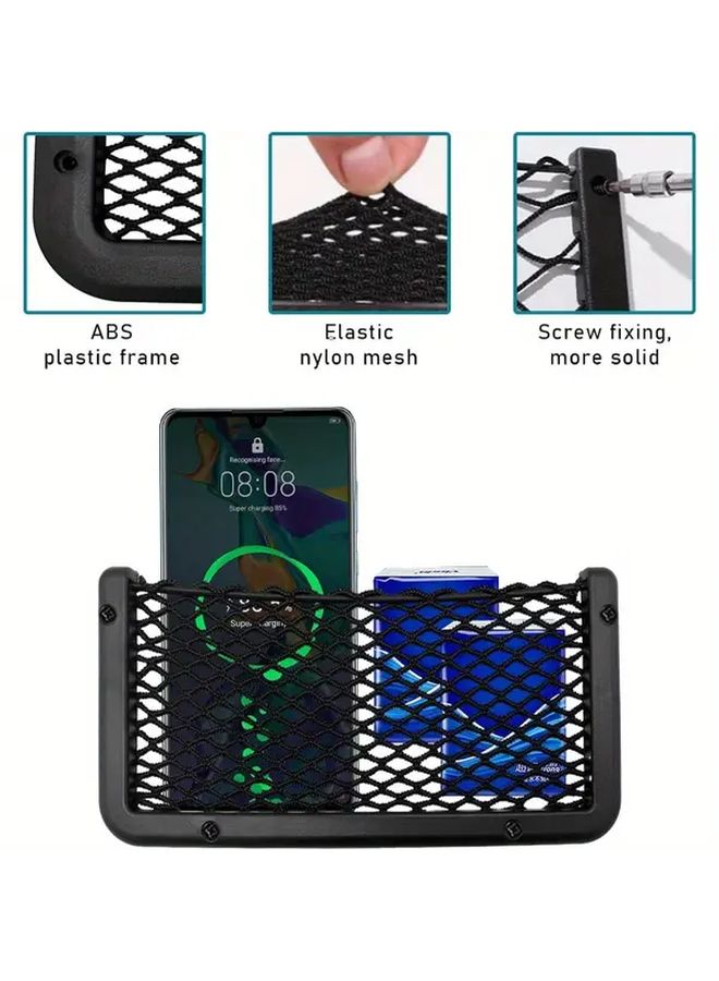 2pcs Car Storage Net Bag With ABS Plastic Frame 9.44 X 4.72 Inches Universal Seatback Net Pocket Organizer For Auto RV Home - Image 3
