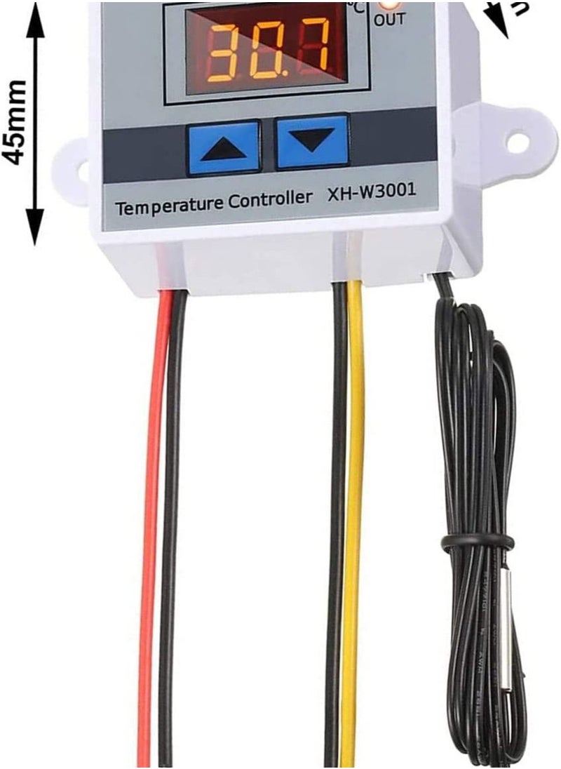 Excefore - XH-W3001 Digital LED Temperature Controller Module Digital Thermostat Switch with Waterproof Probe Programmable Heating Cooling Electronic Thermostat Range from -50℃ to 110℃ (12V 10A 120W), 2 Pack - Image 1