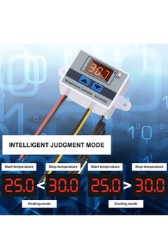 Excefore XH-W3001 Digital LED Temperature Controller Module Digital Thermostat Switch with Waterproof Probe Programmable Heating Cooling Electronic Thermostat Range from -50℃ to 110℃ (12V 10A 120W), 2 Pack  - Image 3