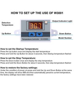 Excefore XH-W3001 Digital LED Temperature Controller Module Digital Thermostat Switch with Waterproof Probe Programmable Heating Cooling Electronic Thermostat Range from -50℃ to 110℃ (12V 10A 120W), 2 Pack  - Image 4
