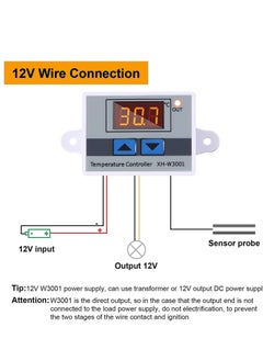 Excefore XH-W3001 Digital LED Temperature Controller Module Digital Thermostat Switch with Waterproof Probe Programmable Heating Cooling Electronic Thermostat Range from -50℃ to 110℃ (12V 10A 120W), 2 Pack  - Image 5