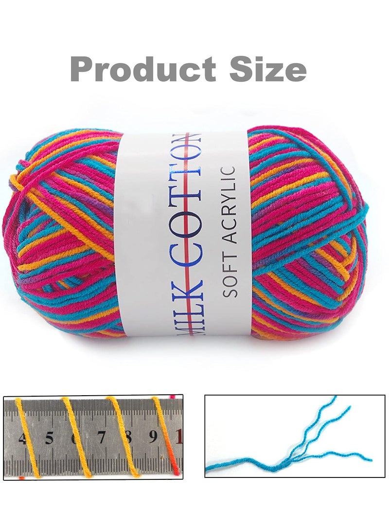Excefore Crochet Yarn Multicolored, 6Pcs Acrylic Soft Yarn Hand Acrylic Knitting Yarn for Knitting Crochet and Crafts, Great for Garments, Sweaters, Scarves, Hats, and Craft Projects - Image 2