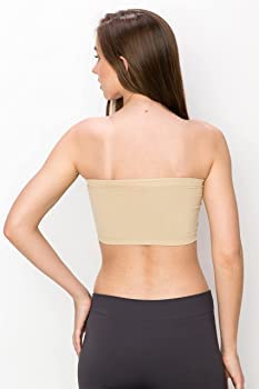 PLUMBURY Women's Strapless Non Padded Tube Bra, Free Size (Pack Of 2), Black/Beige - Nylon - Image 5