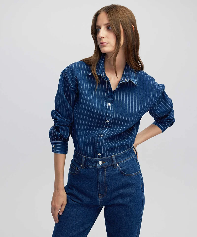 ايبيكيول Striped Denim Shirt