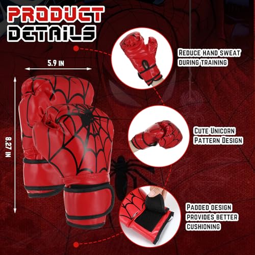 Arrowbash Boxing Headgear and Gloves Set for Kids 6oz Red Spider Boxing Gloves and Wrestling Headgear Sparring Equipment for Boxing Kickboxing Muay Thai BJJ Karate Training - Image 3