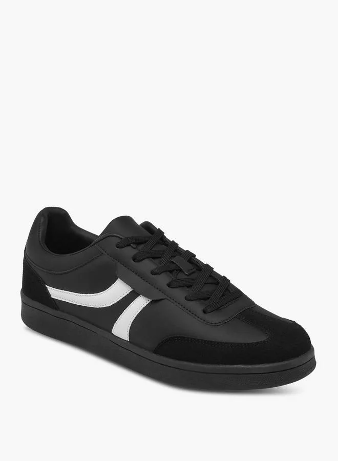 Men's Panelled Sneakers with Lace-Up Closure