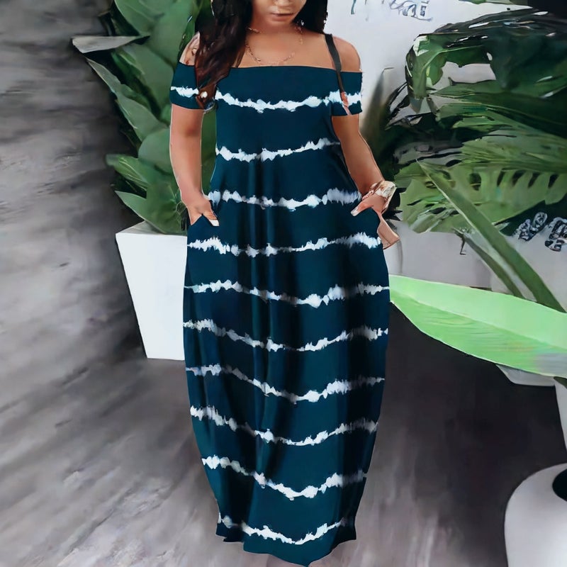Women's One-Shoulder Printed Floral Dress Summer Fashion Casual - Image 4