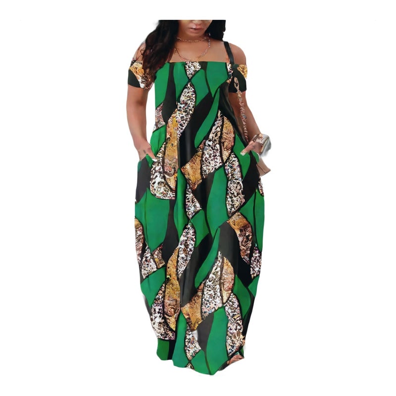 Women's One-Shoulder Printed Floral Dress Summer Fashion Casual - Image 1