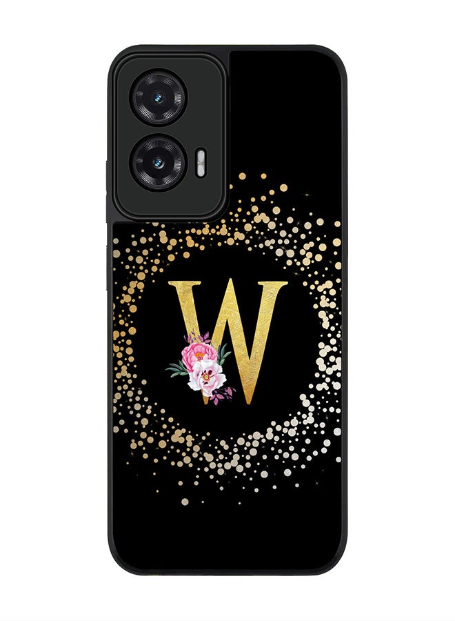 Stylizedd For Motorola Moto G35 Case,Slim fit Camera Protection, Shockproof Thin Phone cover  - Custom Monogram Floral - W ( Black )