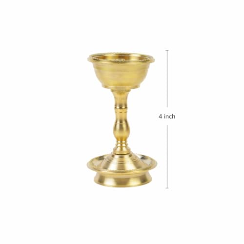 Klassic 4 Inch Pure Brass Udupi Nanda Diya | Traditional Deepam Lamp | Ideal for Puja, Diwali, Wedding Rituals & Gifting | Elegant Finish for Home Mandir & Spiritual Decor - Image 2