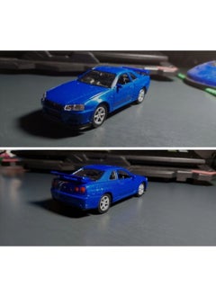 Toyfest Blue Nissan Skyline Gtr R34 Doors Openable Pull Back Car Welly 1:32 - 11.5 cm  - Image 4