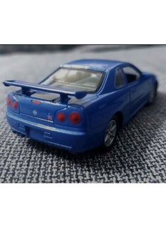 Toyfest Blue Nissan Skyline Gtr R34 Doors Openable Pull Back Car Welly 1:32 - 11.5 cm  - Image 3