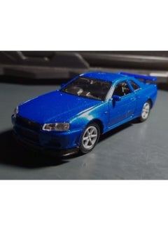 Toyfest Blue Nissan Skyline Gtr R34 Doors Openable Pull Back Car Welly 1:32 - 11.5 cm  - Image 5