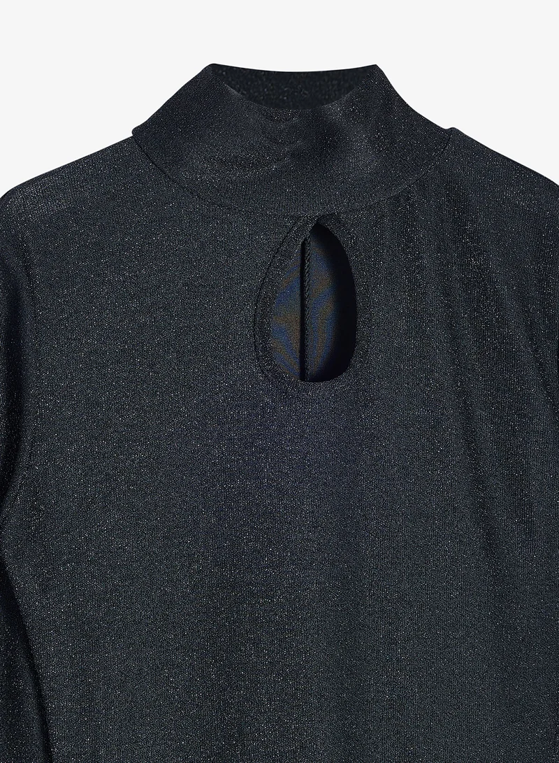 Ginger  Mock Neck Bodycon Dress with Keyhole Detail for Women | Best Price UAE