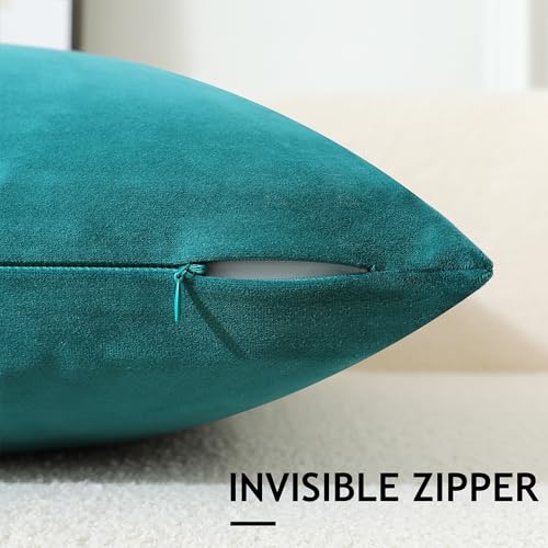 Stellhome Soft Velvet Throw Pillow Covers Square Decorative Cushion Covers for Bed Couch Sofa Bench, 18 x 18 inch (45 x 45 cm), Teal, Pack of 2 - Image 3