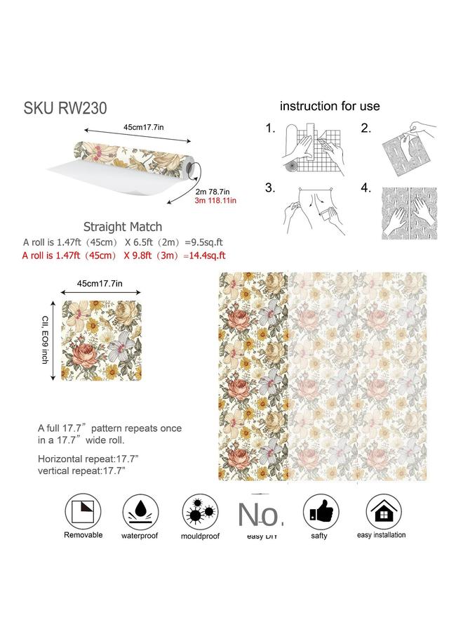 Bluejw Retro Flowers Tear That Wallpaper, Plant Murals, Wall Stickers, Wallpaper, Home Decoration - Image 5