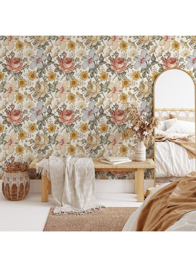 Bluejw Retro Flowers Tear That Wallpaper, Plant Murals, Wall Stickers, Wallpaper, Home Decoration - Image 2