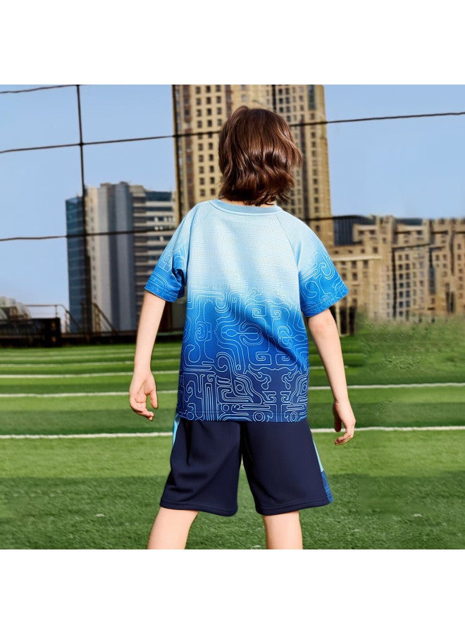 Ask Junior Kids Quick Dry Set Summer Youth Chinese Style Short Sleeve T-Shirt Shorts Running Pants Boys Teenagers Two Pieces - Image 5