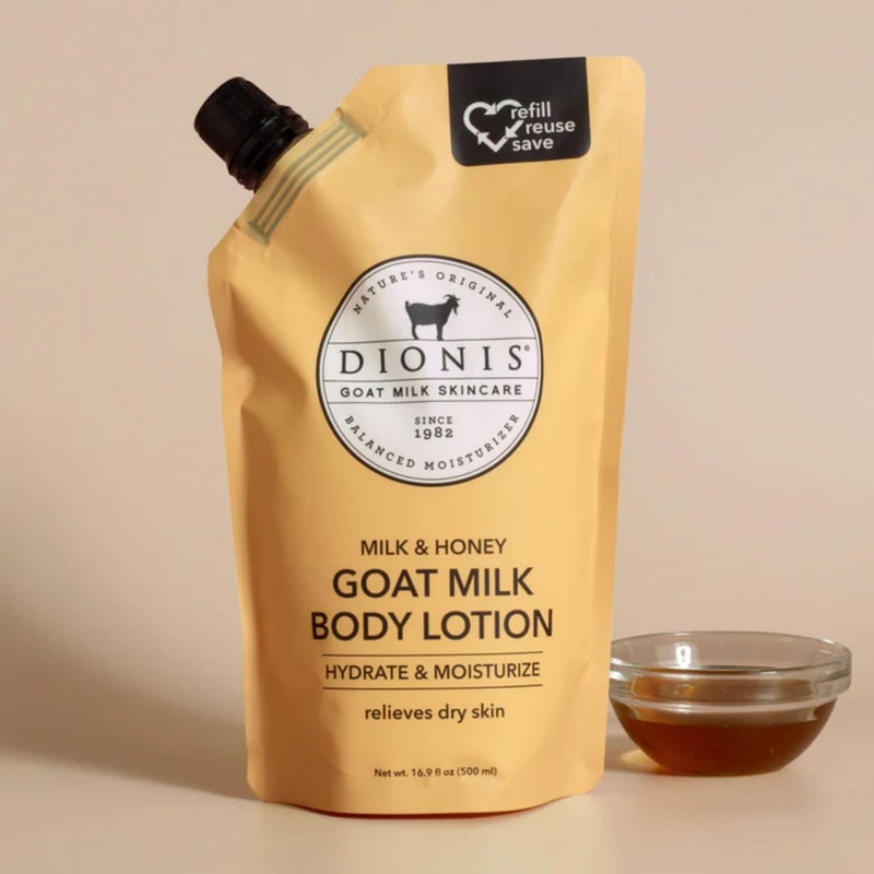 Dionis Goat Milk Skincare Body Lotion 16.9oz Refill Pouch, Cruelty Free Clean Ingredients & Dermatologist Tested Lotion for Dry Skin, Hydrating & Deeply Moisturizing Rich in Vitamins, Milk & Honey - Image 5
