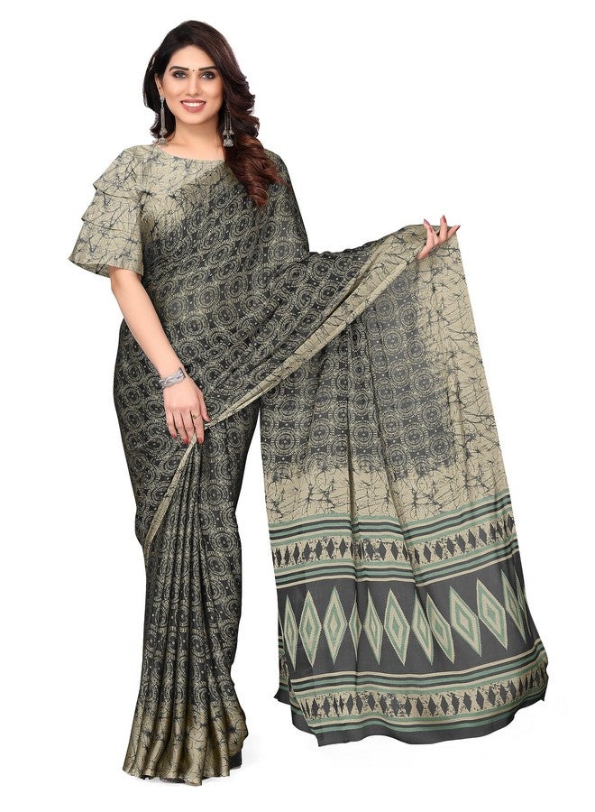 MIRCHI FASHION MIRCHI FASHION Chiffon Georgette Geometric Printed Sarees for Women with Blouse Piece (39034A-Black, Beige)  - Image 1