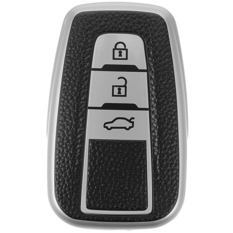 Black Leather Key Fob Case Cover for 3 Button Car Remote Key - Image 2