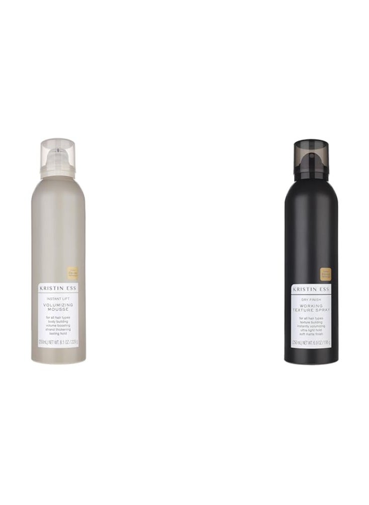 Kristin Ess Kristin Ess Instant Lift Volumizing Mousse 8.1 Oz + Dry Finish Texturizing Hair Spray 6.9 oz For Volume, Texture + Lasting Hold  - Image 1