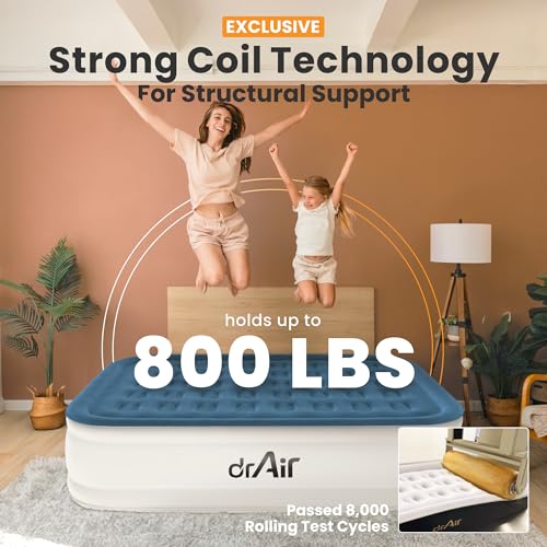 Dr. air Queen Air Mattress with Built-in Pump, 18" Raised Blow Up Mattress, 800 lbs Max Honeycomb Air Bed, 48Hr Leak-Proof Test, 3min Inflatable Mattress for Home, Guests, Camping, Colchones inflables - Image 4