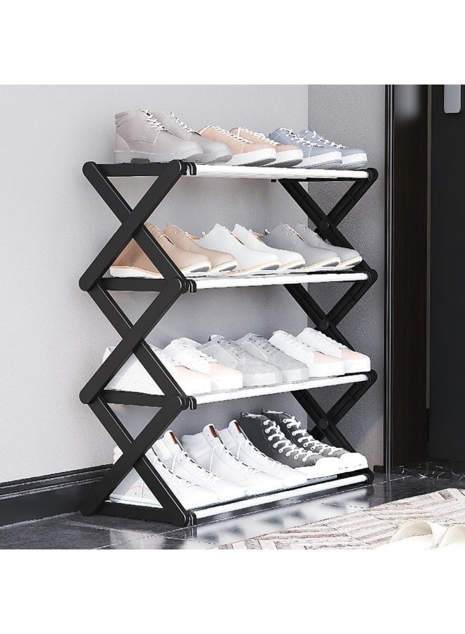 ECVV 4-Tier Foldable Shoe Rack - Space-Saving Organizer for Home & Closet - Easy Assembly, Adjustable & Stylish Black - Image 2