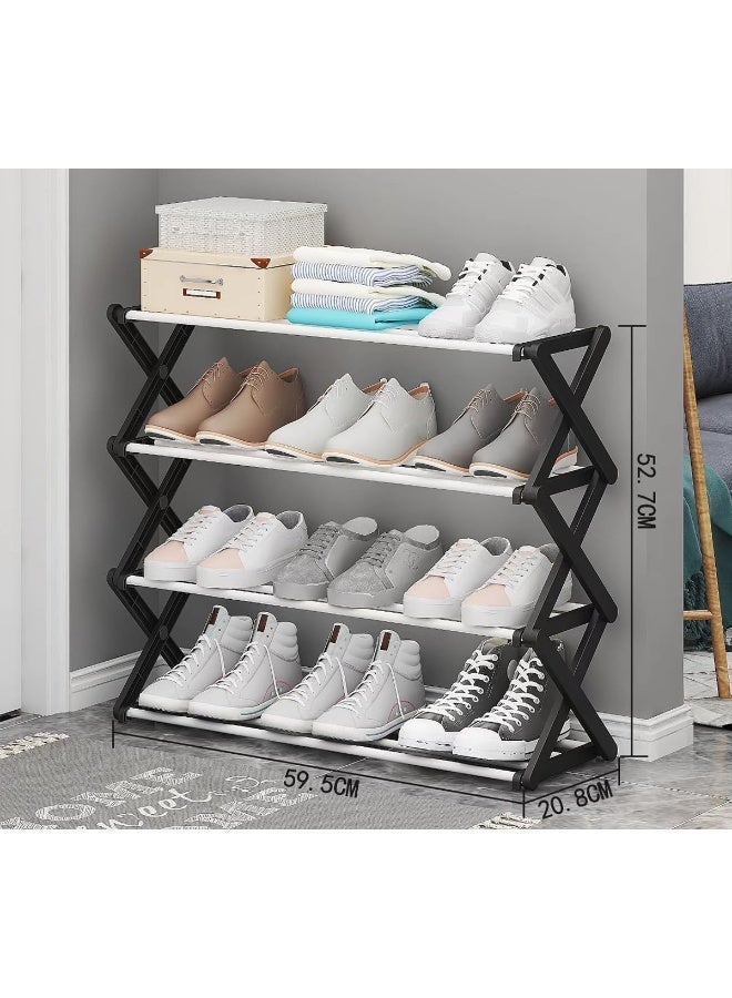 ECVV 4-Tier Foldable Shoe Rack - Space-Saving Organizer for Home & Closet - Easy Assembly, Adjustable & Stylish Black - Image 1