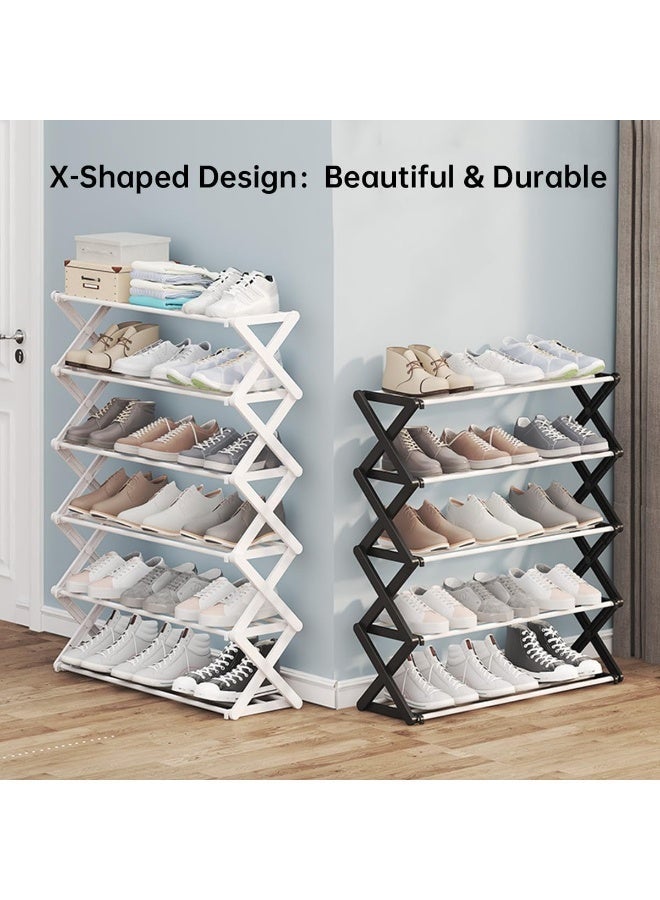 ECVV 4-Tier Foldable Shoe Rack - Space-Saving Organizer for Home & Closet - Easy Assembly, Adjustable & Stylish Black - Image 4