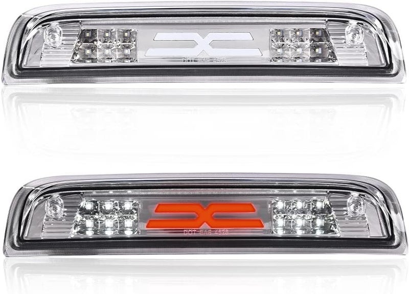 PIT66 3rd Brake Light Compatible with Chevy Silverado/GMC Sierra 2014-2020 X Type Led Bar High Mount Stop Light Cargo Light Parking Light Chrome Housing Clear Lens - Image 1