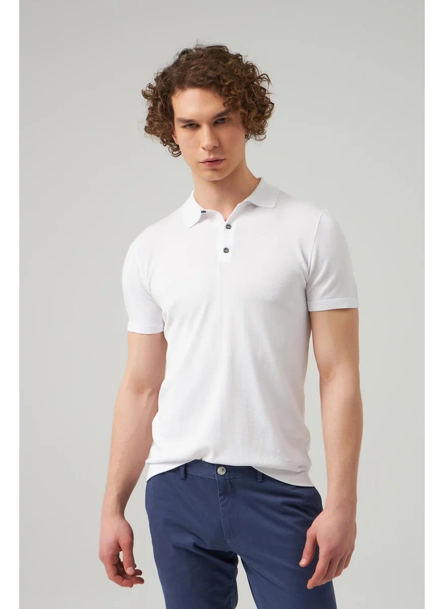 D'S DAMAT D'S Groom Slim Fit White Plain Knit T-Shirt 2HF069421001M