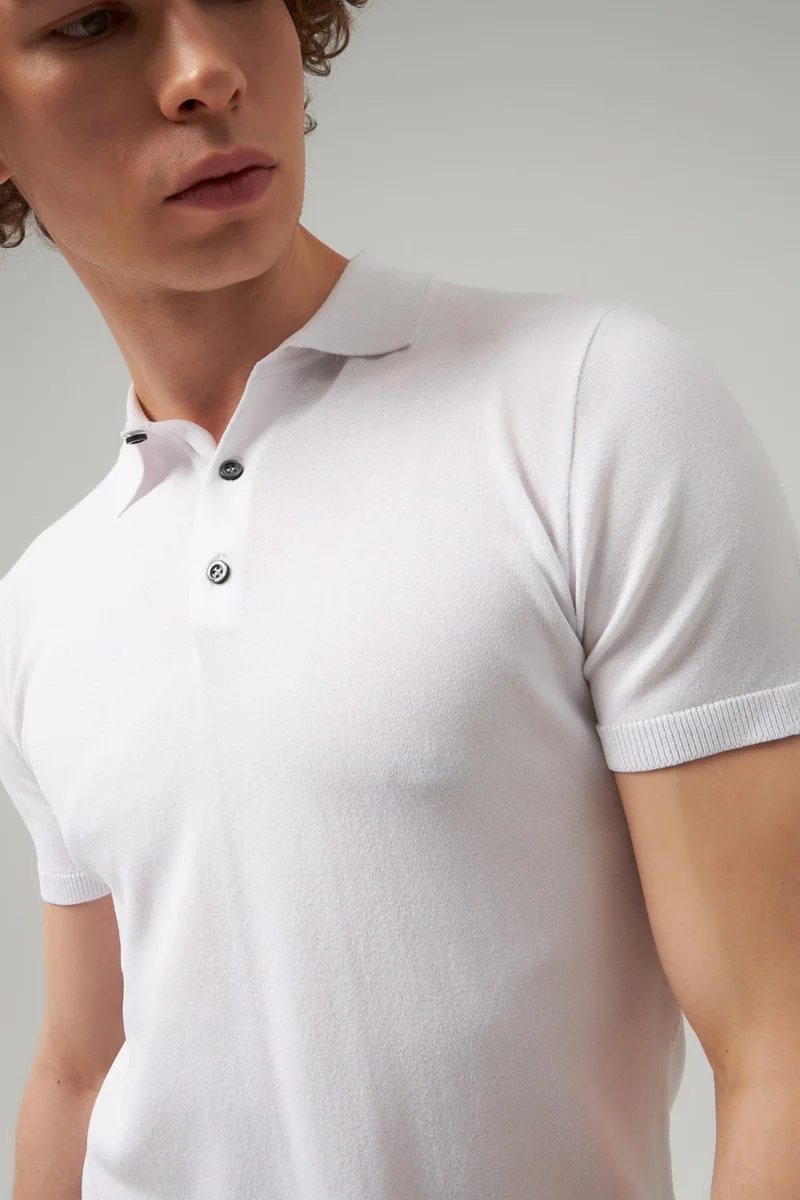 D'S DAMAT D'S Groom Slim Fit White Plain Knit T-Shirt 2HF069421001M