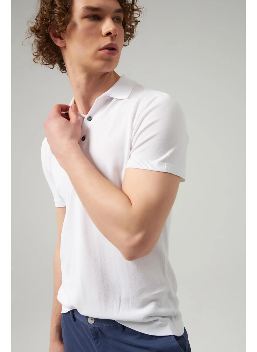 D'S DAMAT D'S Groom Slim Fit White Plain Knit T-Shirt 2HF069421001M
