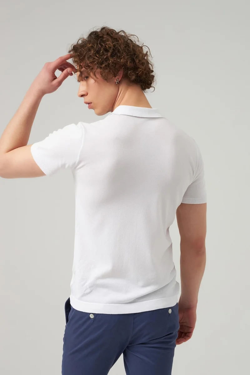D'S DAMAT D'S Groom Slim Fit White Plain Knit T-Shirt 2HF069421001M
