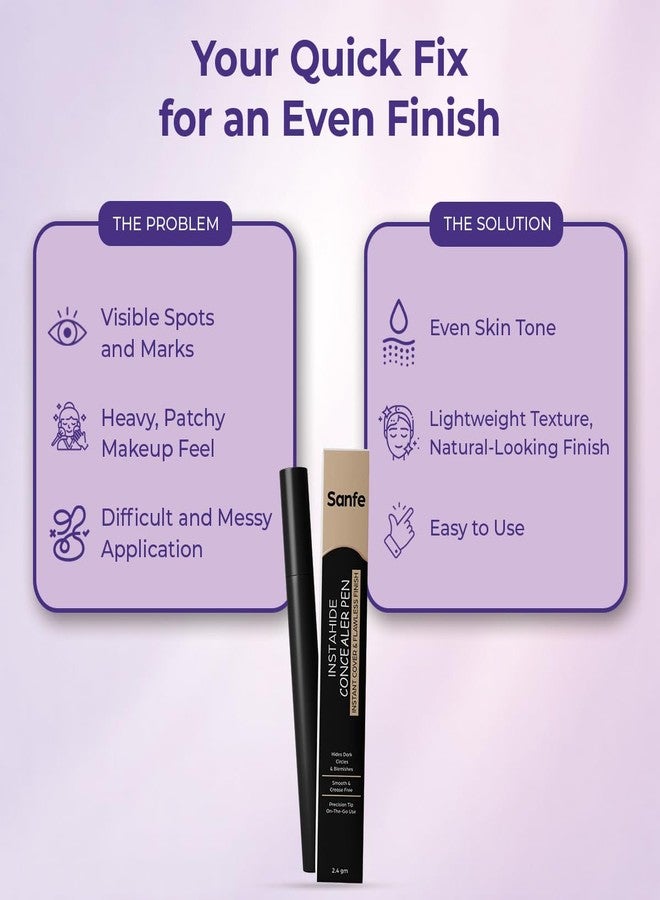 Sanfe Instahide Concealer Pen (Pack of 1) | Full Coverage | Waterproof | Instant Flawless Finish | Lightweight Blendable Formula | Long Lasting | Travel Friendly | Helps Even Skin Tone and Hide Spots - Image 3