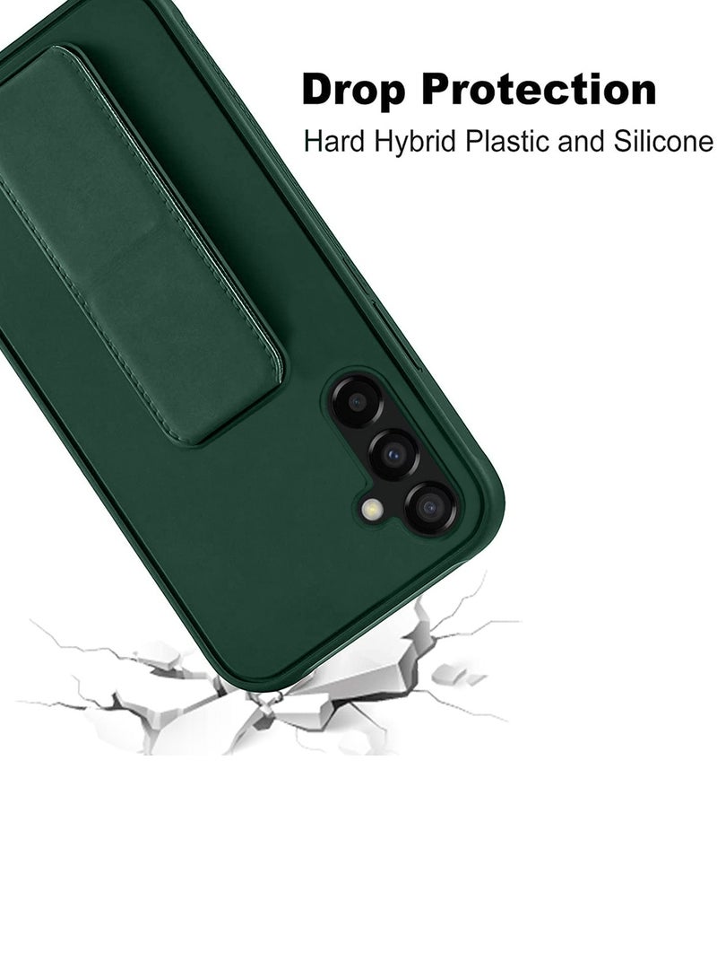 Wtech Hand Grip And Multi Stand Magnetic Car Mount Kickstand Finger Strap Case Cover For Samsung Galaxy S23 FE 5G 2023 Dark Green - Image 5