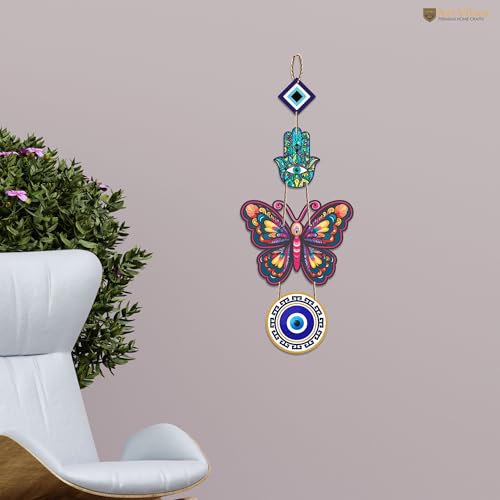 Artvibes Designer Butterfly Wooden Wall Hanging For Luck Properity For Home Decoration | Livingroom | Spiritual Decor Items | Wall Illustrations | Ethnic Wall Decor | Wall Art Print (WH_8508N) - Image 3