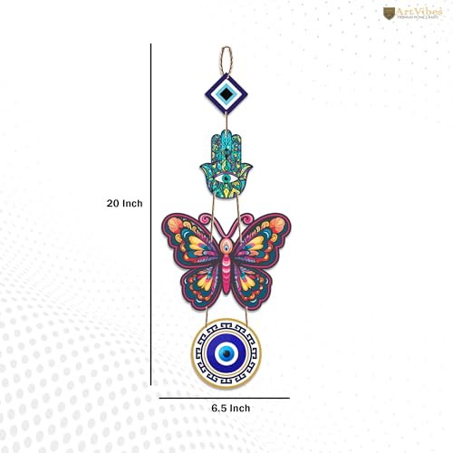 Artvibes Designer Butterfly Wooden Wall Hanging For Luck Properity For Home Decoration | Livingroom | Spiritual Decor Items | Wall Illustrations | Ethnic Wall Decor | Wall Art Print (WH_8508N) - Image 4