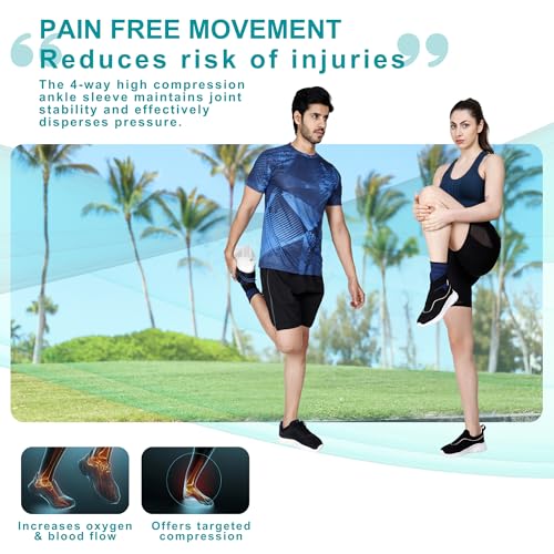 DR. FITZY Dr Fitzy Neuro Ankle Binder Cap for Pain Relief, 3d Compression Neuropathy Socks with Ankle Belt Band, Ortho Leg Ankle Support for Men and Women, Orthopedic Foot Sleeve Brace with Anti Slip Grip (Blue, One Size) - Image 2