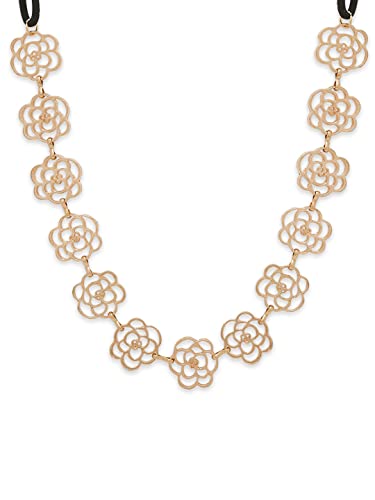 Fabula by OOMPH Jewellery Gold Rose Filigree Head Band Hairband for Women & Girls - Image 4