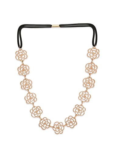 Fabula by OOMPH Jewellery Gold Rose Filigree Head Band Hairband for Women & Girls - Image 3