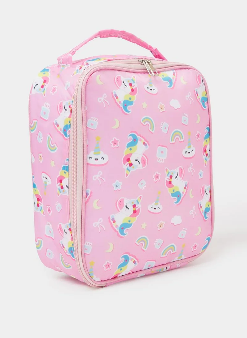 Styli Girls Pink Graphic Print Lunch Bag