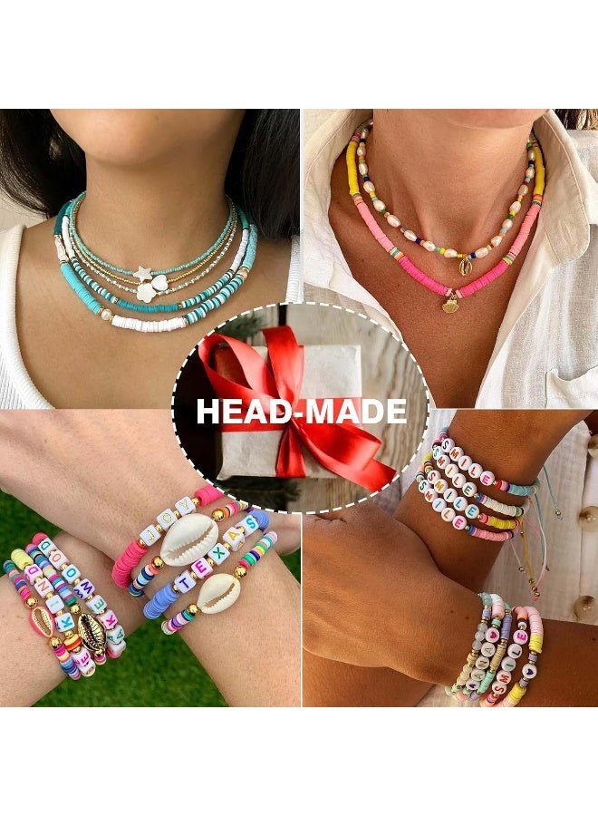 ECVV 6600 PCS Polymer Clay Beads for Bracelet Making Kit, 24 Colors Boho Flat Clay Beads for Jewelry Making Heishi Bracelets Beads Beading Supplies - Image 3